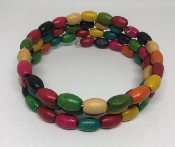 Wooden Beaded Memory Wire Bracelet - Image 3