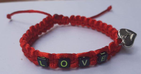 red_macrame bracelet