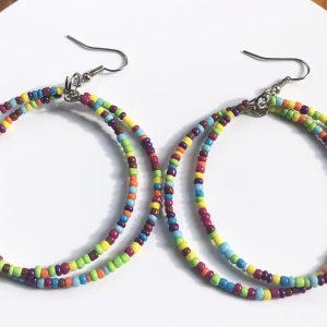 Stunning Seed Beaded Round Hoop Earrings – Handcrafted Perfection
