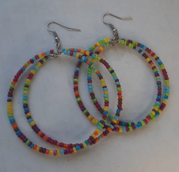 Stunning Seed Beaded Round Hoop Earrings - Image 4