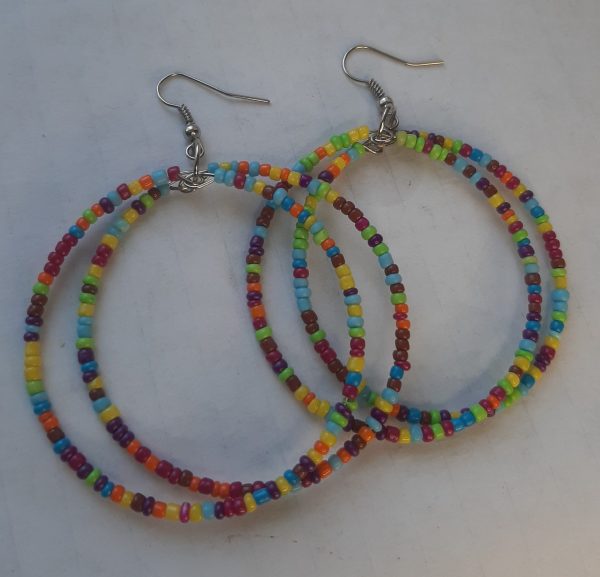 Stunning Seed Beaded Round Hoop Earrings - Image 4