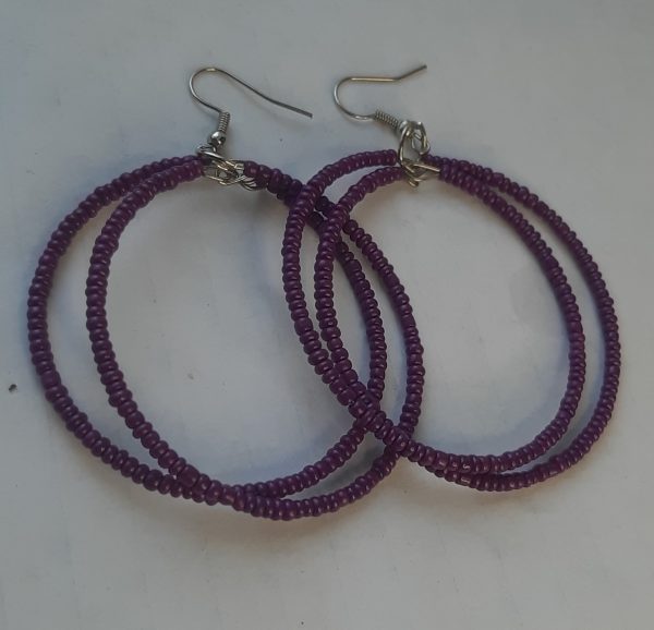 Stunning Seed Beaded Round Hoop Earrings - Image 2