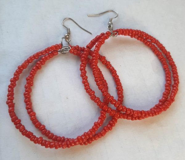 Stunning Seed Beaded Round Hoop Earrings - Image 3